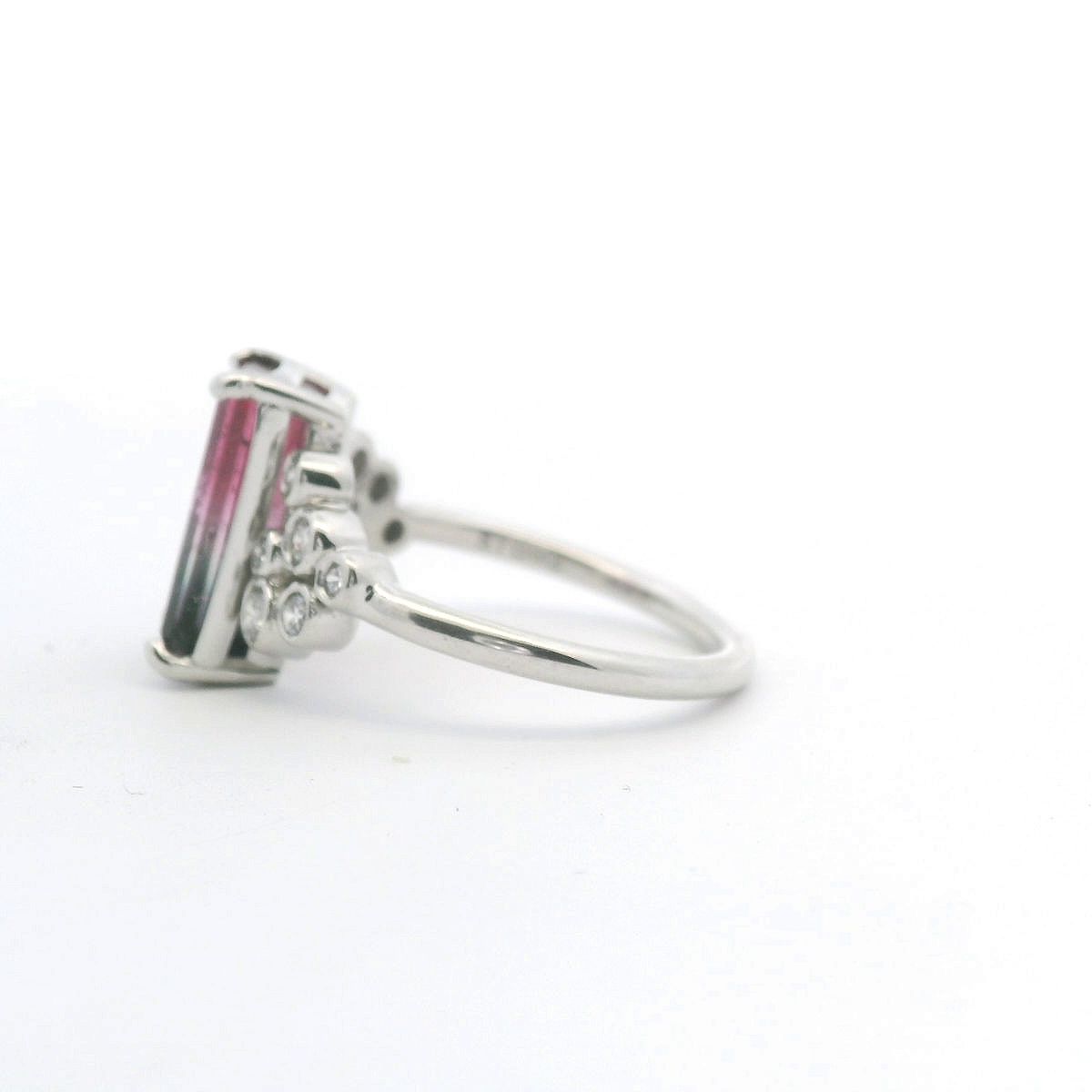 Watermelon Tourmaline & Diamond 18ct White Gold Ring