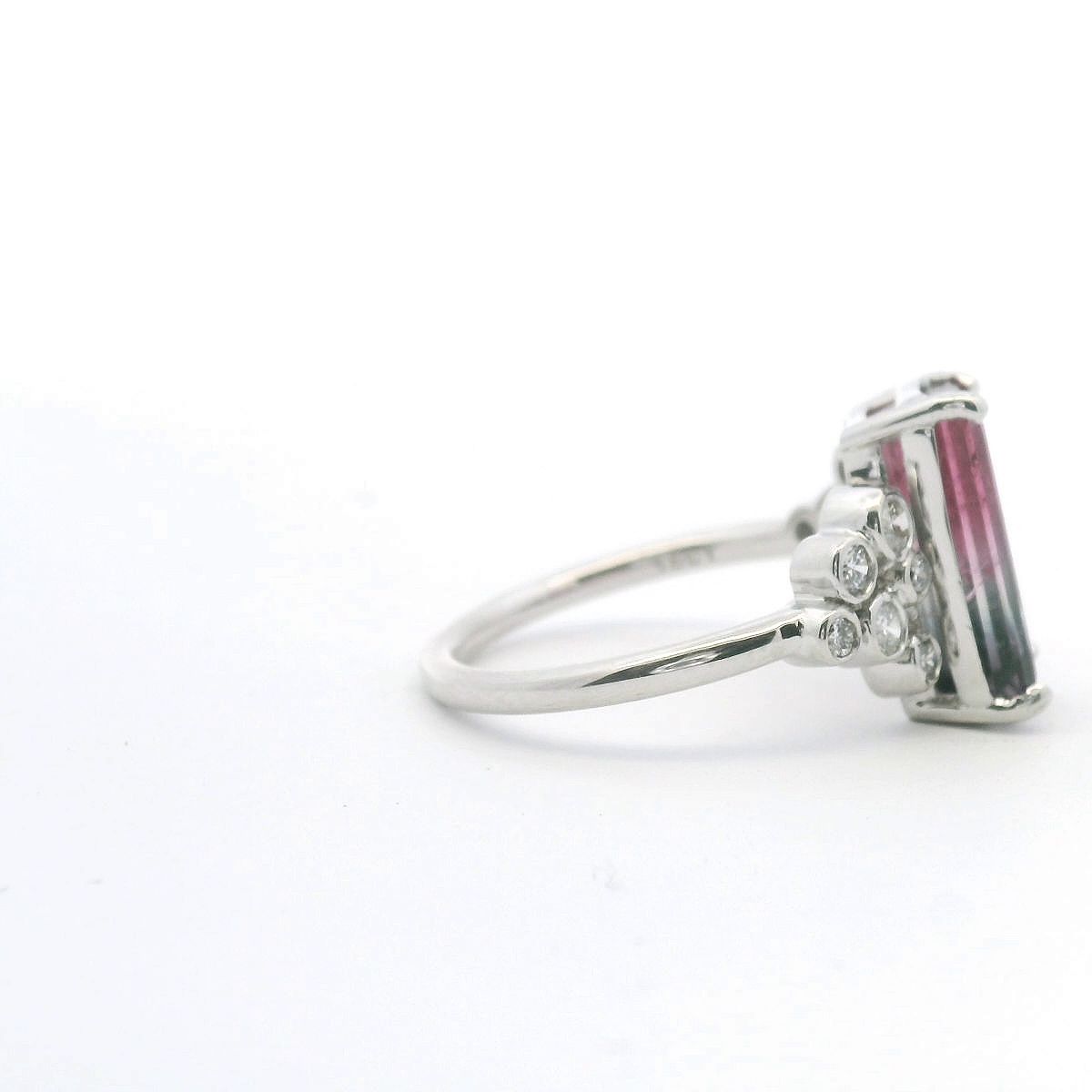 Watermelon Tourmaline & Diamond 18ct White Gold Ring