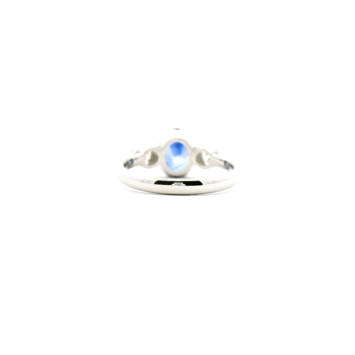 Sapphire & Diamond 18ct White Gold Semi Bezel Set Three Stone Ring