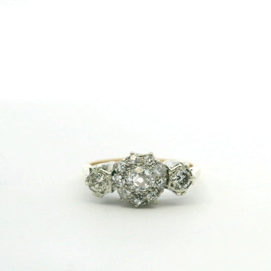 Estate 18ct Yellow Gold Old European Cut Diamond Cluster Ring