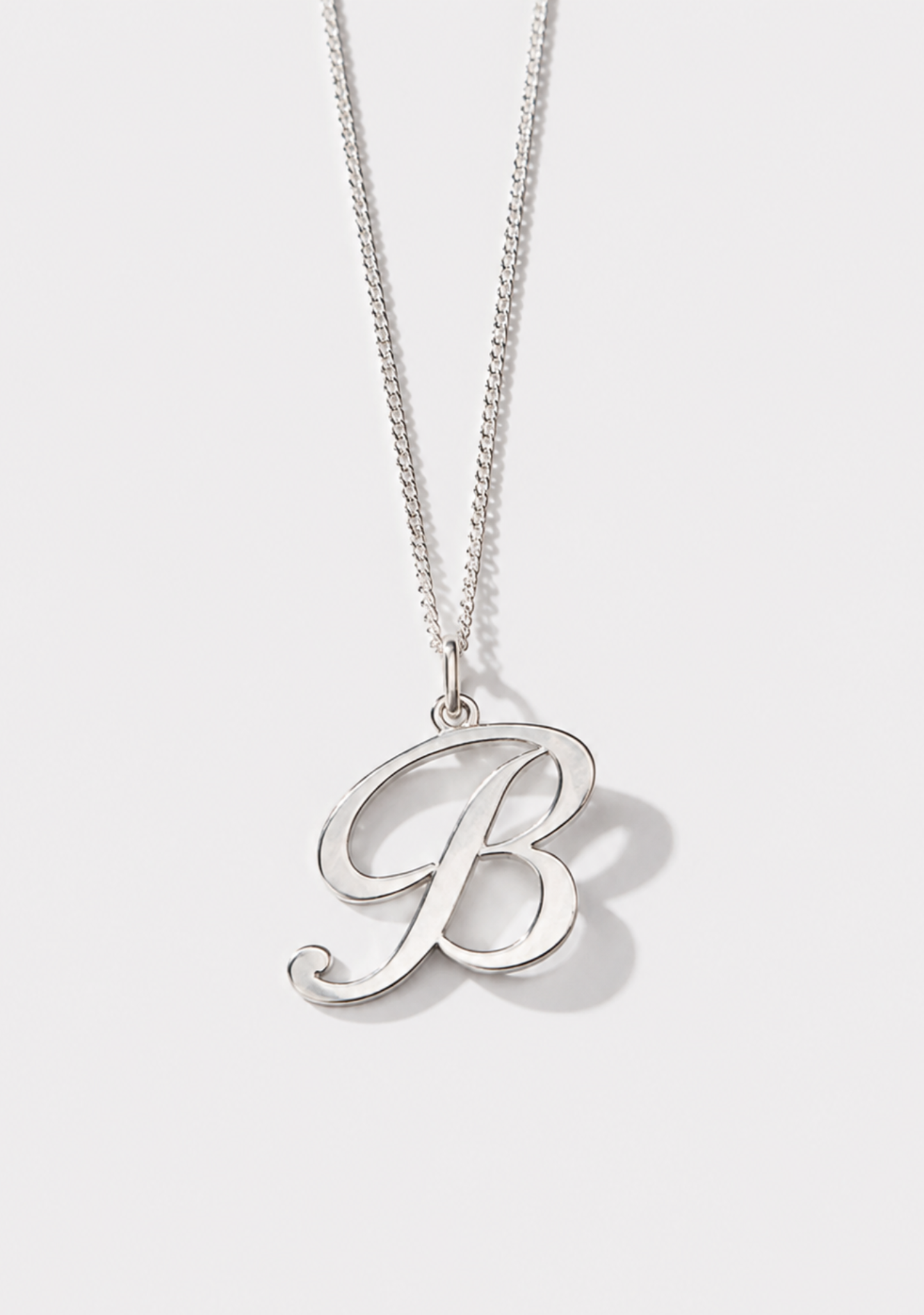 Meadowlark Sterling Silver Cursive Letter Charm Necklace - B