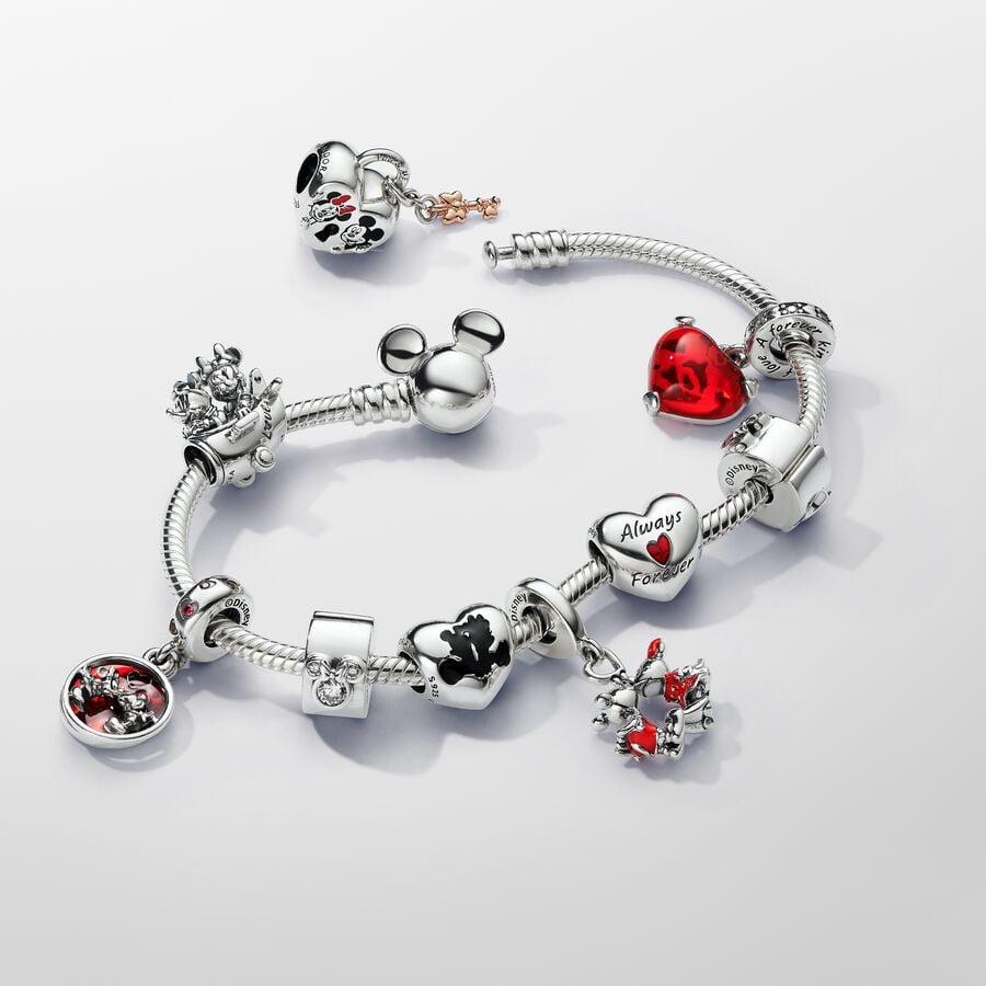 Pandora Sterling Silver Disney Mickey Mouse Clasp Moments Snake Chain Bracelet