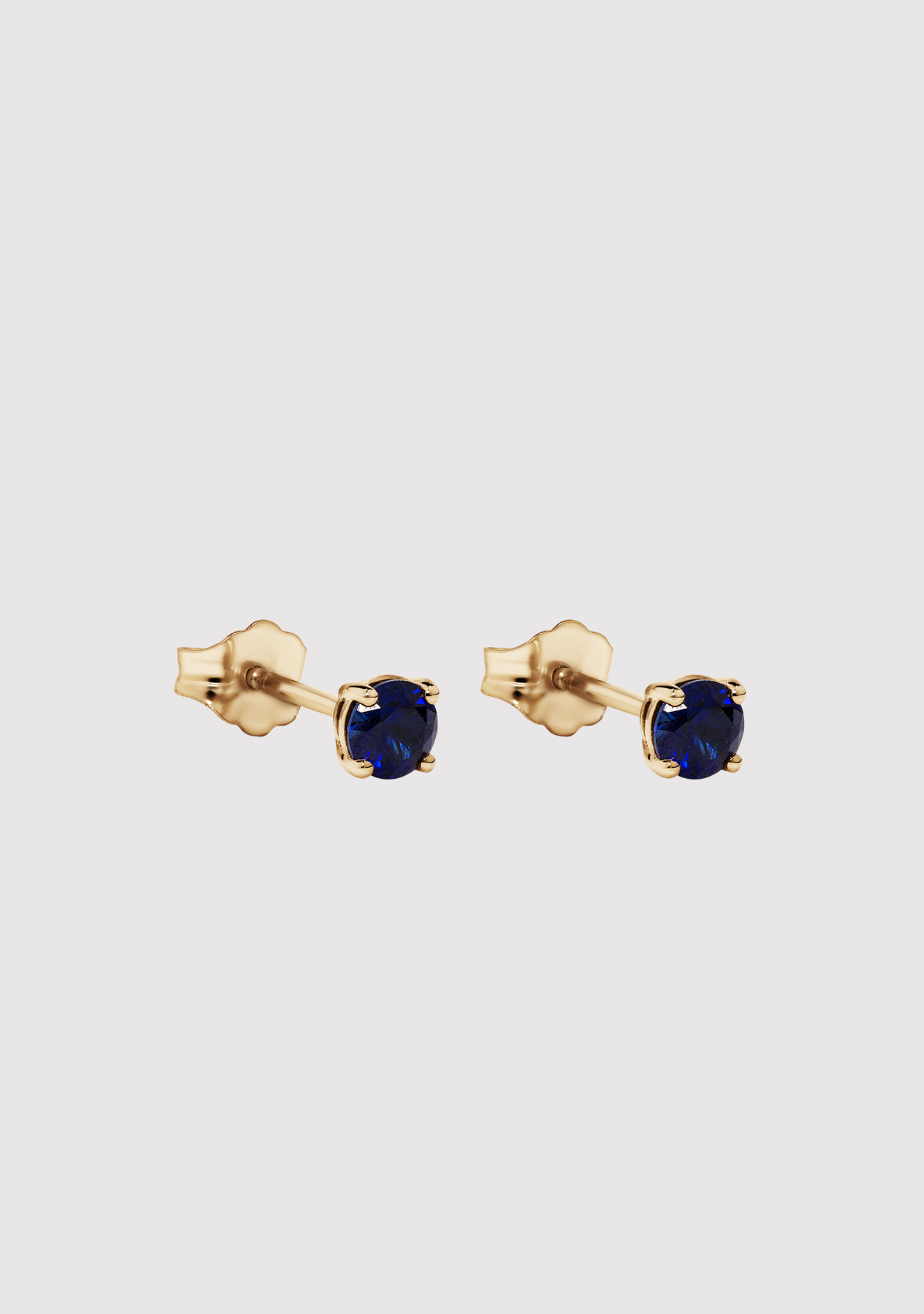 9ct Yellow Gold Laboratory Grown Sapphire Birthstone Stud Earrings