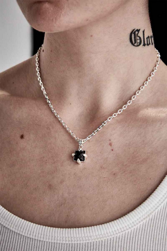 Stolen Girlfriends Club Sterling Silver Four Point Talon Necklace with Onyx
