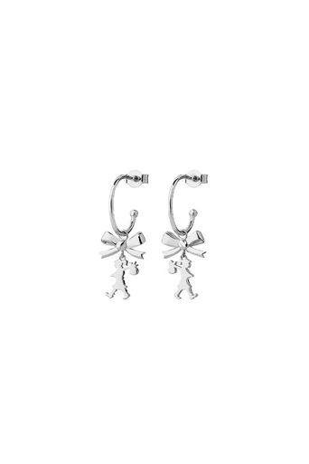 Karen Walker Sterling Silver Mini Girl with a Bow Hoop Earrings