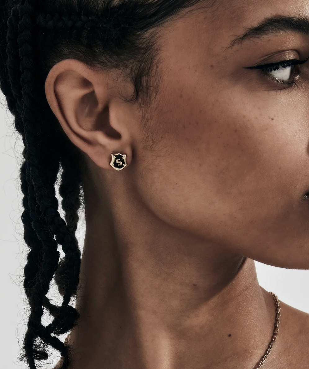 Stolen Girlfriends Club 18ct Gold Plated Shield Stud Earrings
