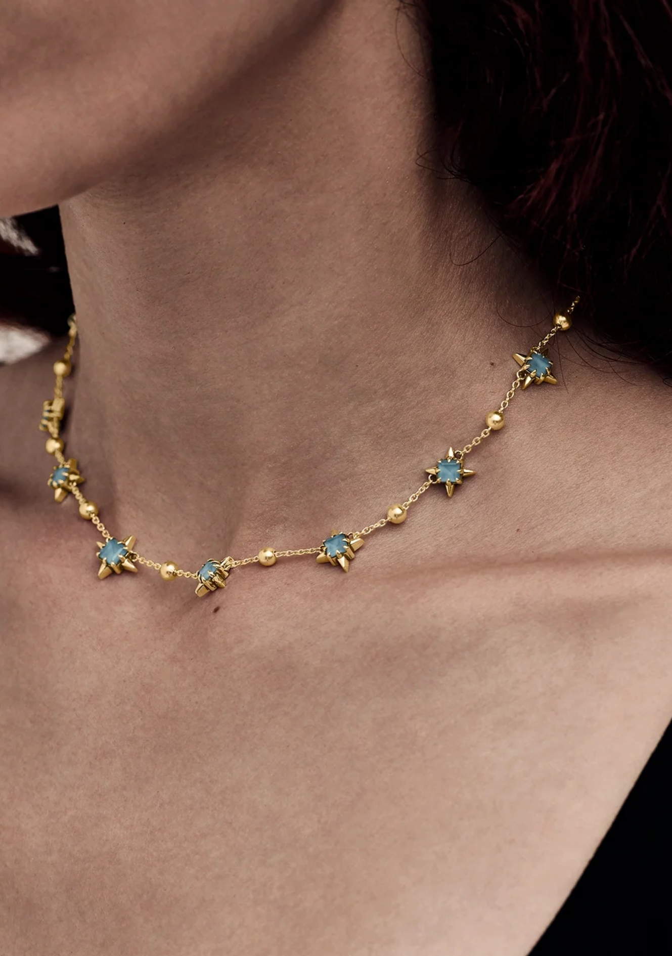 Stolen Girlfriends Club Gold Plated Sky Topaz Precious Punk Orb Necklace