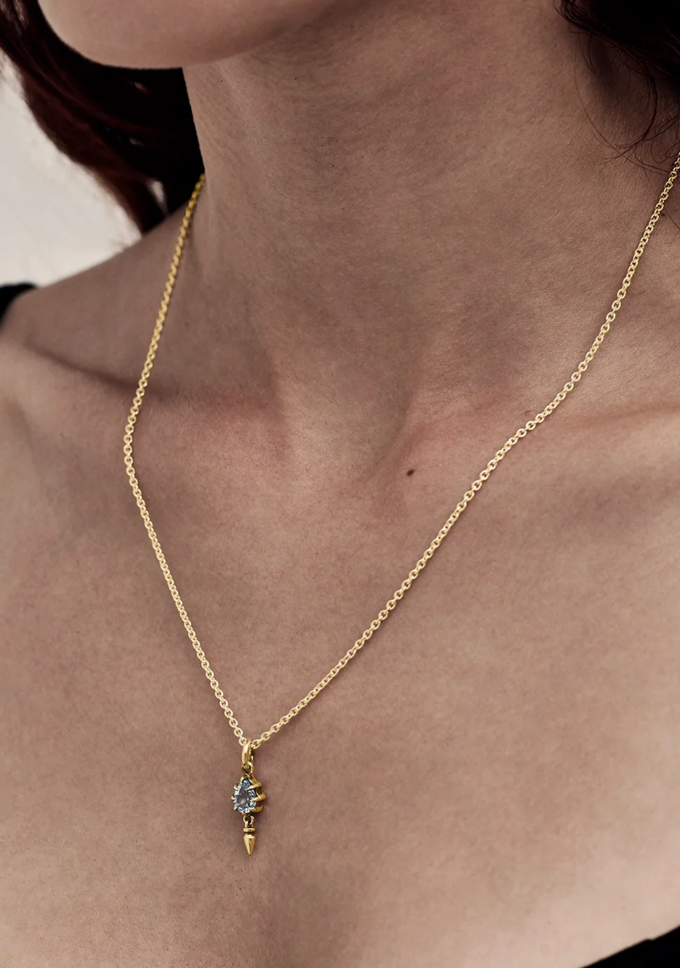 Stolen Girlfriends Club Gold Plated Sky Topaz Precious Punk Droplet Necklace