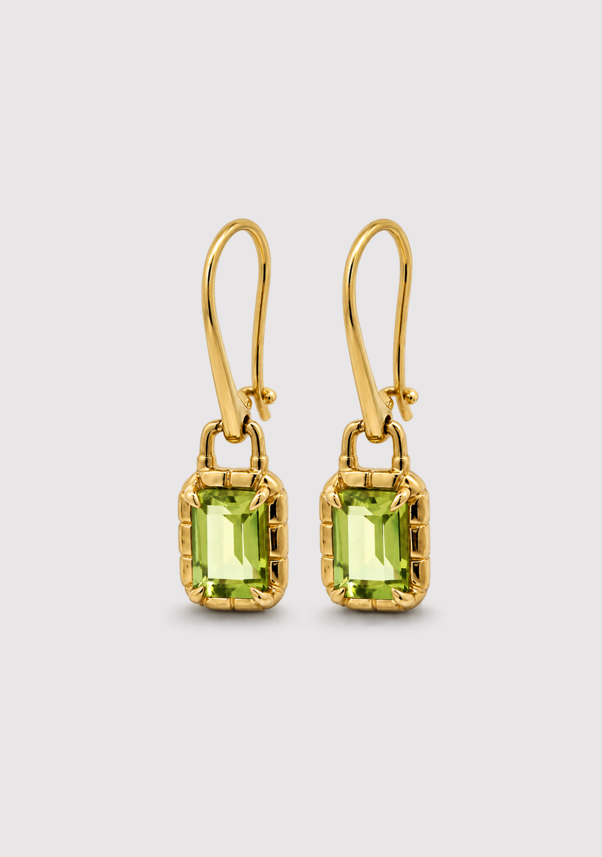 9ct yellow Gold Peridot Hook Earrings