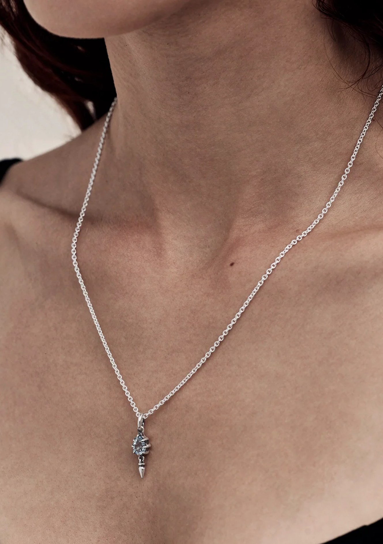 Stolen Girlfriends Club Sterling Silver Sky Topaz  Precious Punk Droplet Necklace