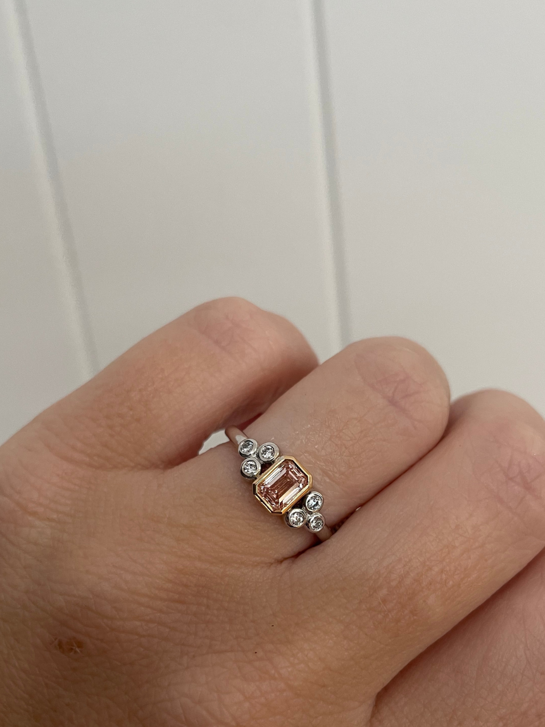 Lab Grown Diamond 18ct White & Rose Gold Pink & White Diamond Bezel Set Ring