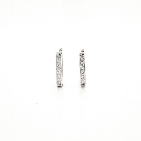 Diamond 9ct White Gold Diamond Oval Huggie Earrings