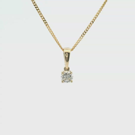 Diamond 9ct Yellow Gold Solitaire Pendant