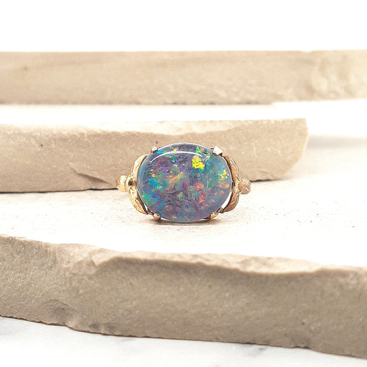 Estate 9ct Yellow Gold Triplet Opal Ring
