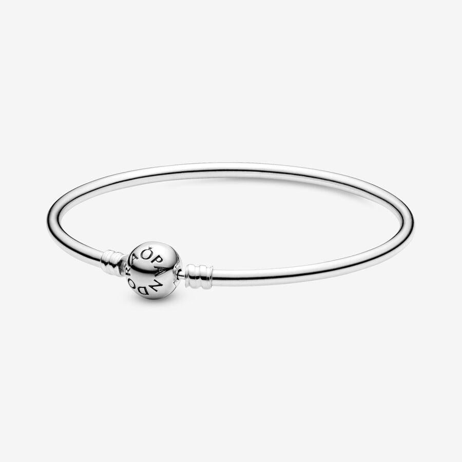 Pandora Sterling Silver Moments Bangle with Spherical Pandora Clasp 590713