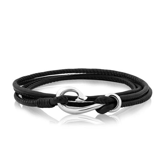 Evolve Black Leather Travel Wrap Bracelet
