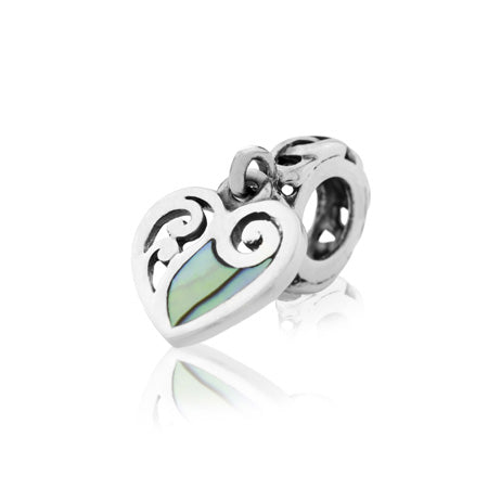 Evolve Sterling Silver Paua Heart Charm