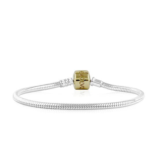 Evolve Sterling Silver with 9ct Yellow Gold Signature Clasp Bracelet