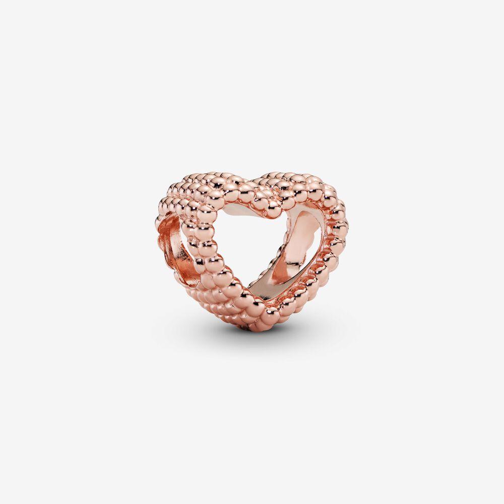 Pandora 14ct Rose Gold Plated Beaded Heart Charm 787516