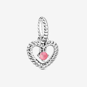 Pandora Sterling Silver Petal Pink Hanging Heart Charm 798854c09