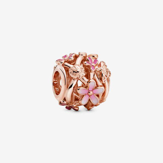 Pandora 14ct Rose Gold Plated Openwork Pink Daisy Flower Charm 788772c01