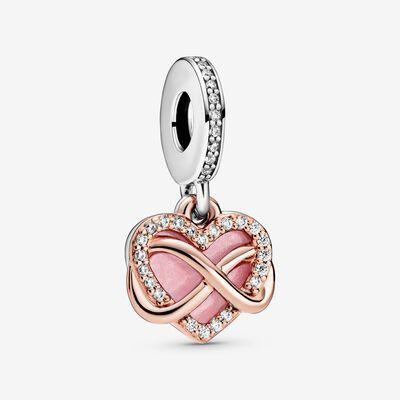 Pandora Sterling Silver Sparkling Infinity Heart Hanging Charm with Pink Enamel & CZ 788878c01