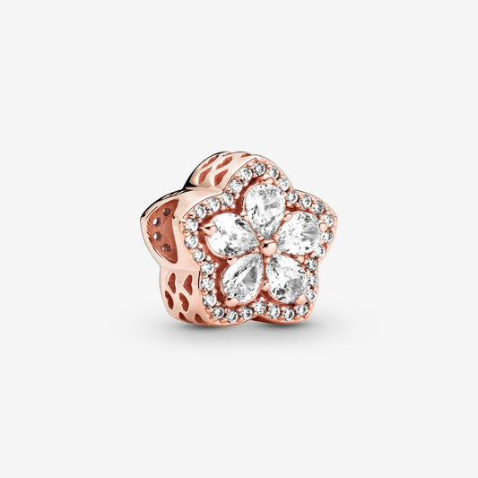 Pandora 14ct Rose Gold Plated Snowflake Charm with CZ 789224c01