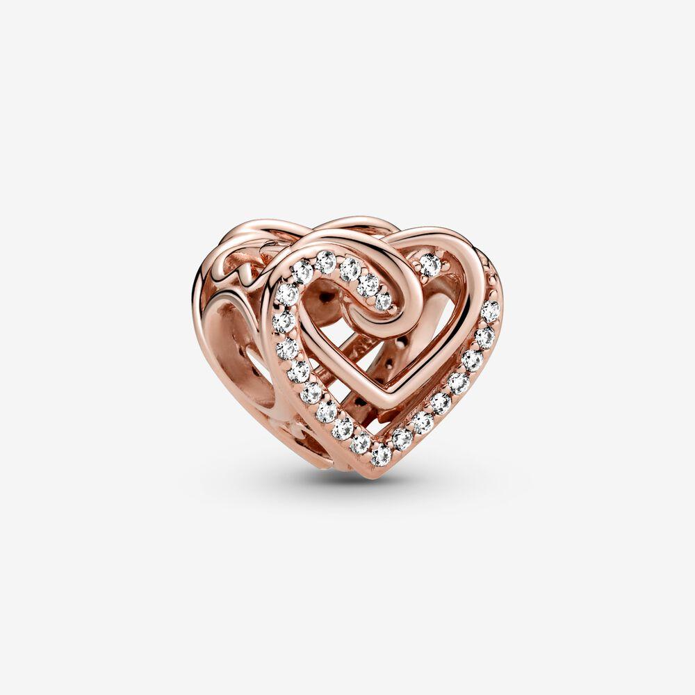 Pandora 14ct Rose Gold Plated Heart Charm with Clear CZ 789270c01