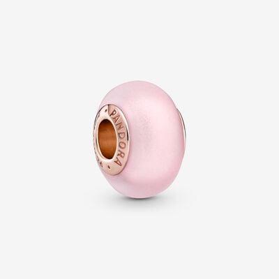 Pandora 14ct Rose Gold Plated Frosted Pink Murano Glass Charm 789421c00