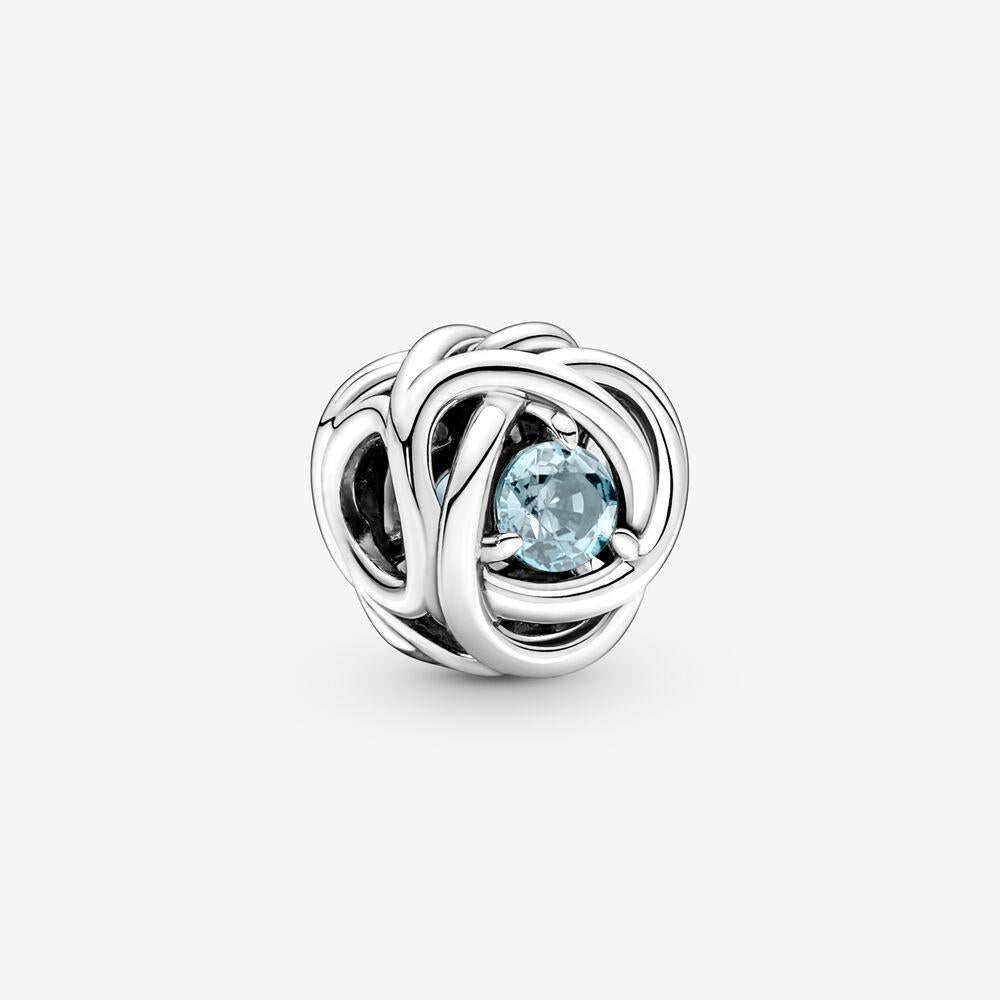 Pandora Sterling Silver March Crystal Birthstone Eternity Circle Charm  790065c09