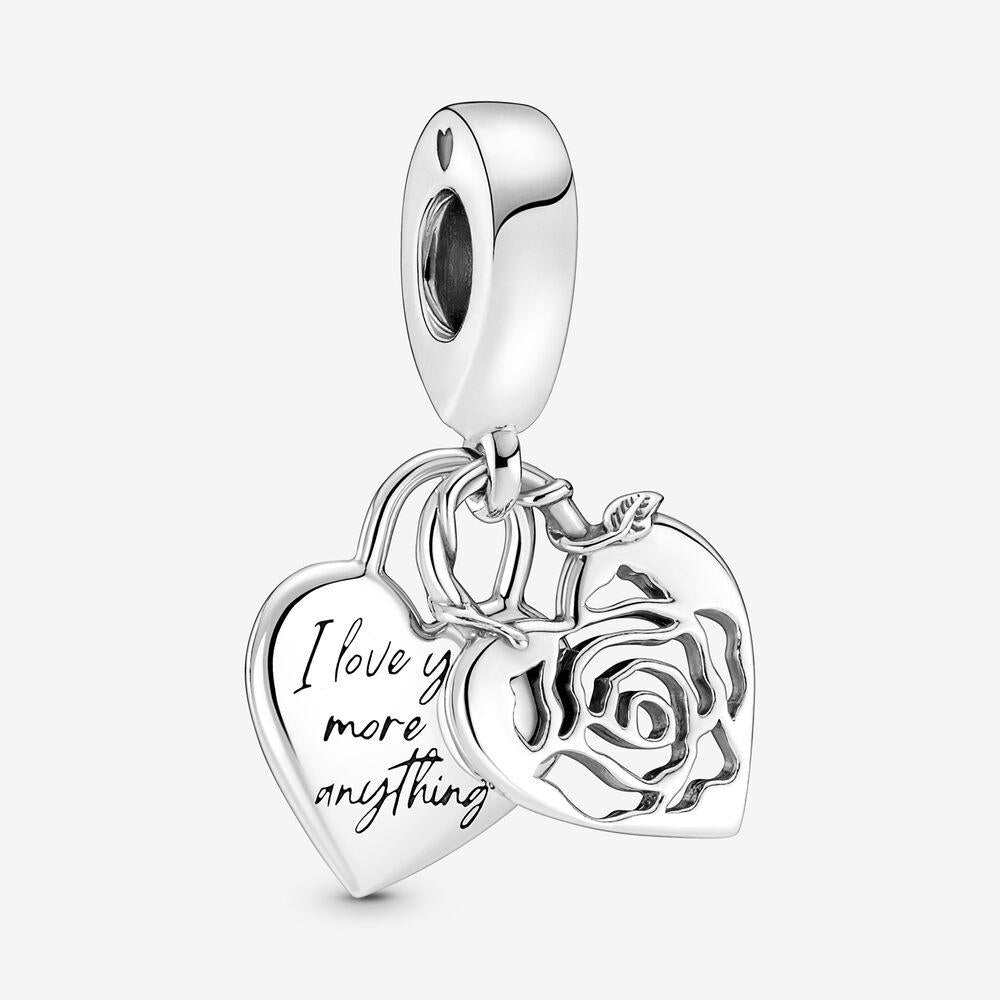 Pandora Sterling Silver Rose Heart Padlock Dangle Charm 790086c00