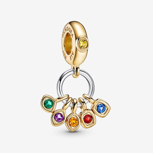 Pandora 14ct Gold Plated Marvel The Avengers Infinity Stones Dangle Charm 760774c01