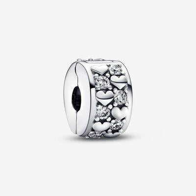 Pandora Sterling Silver Infinite Hearts Sparkling Clip Charm 792235c01