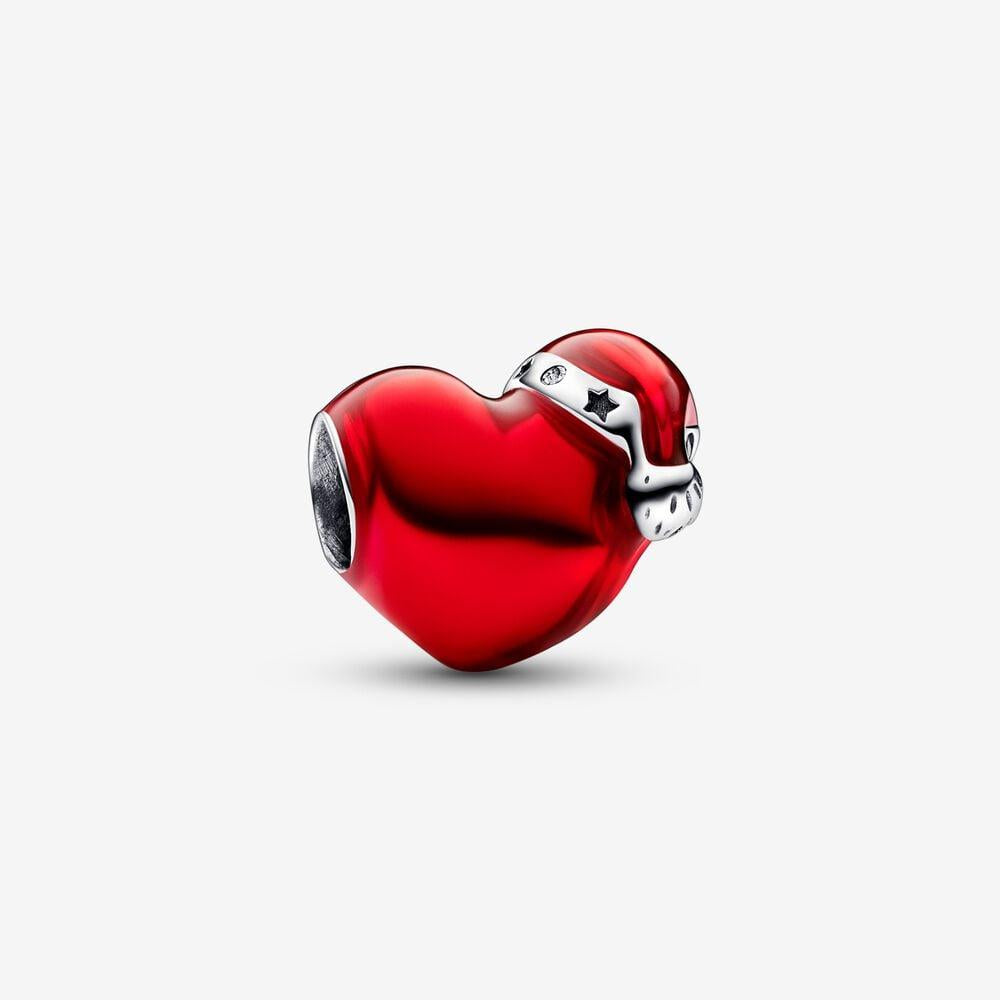 Pandora Sterling Silver Metallic Red Christmas Heart Charm 792336c01