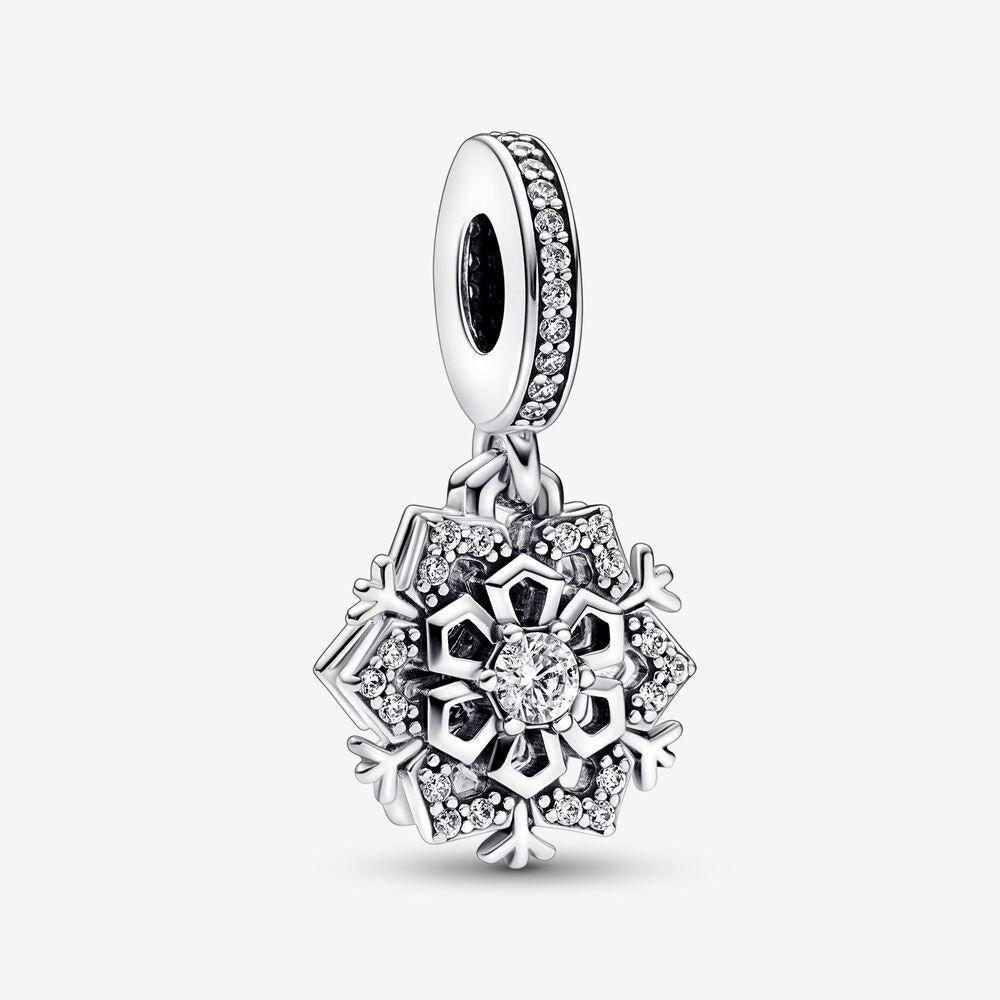 Pandora Sterling Silver Sparkling Snowflake Double Dangle Charm 792355c01