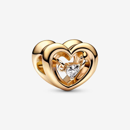 Pandora 14ct Gold Plated Radiant Heart & Floating Stone Charm 762493C01