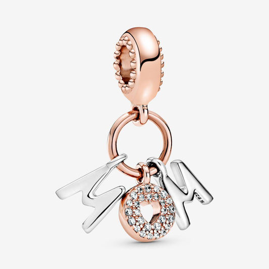 Pandora 14ct Rose Gold Plated Mum Letters Hanging Charm with Clear CZ 788828c01