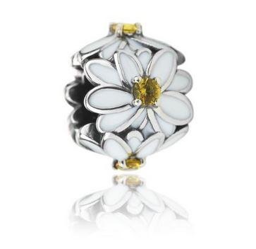 Evolve White Daisy (cherished) Enamel and Silver Bead Charm