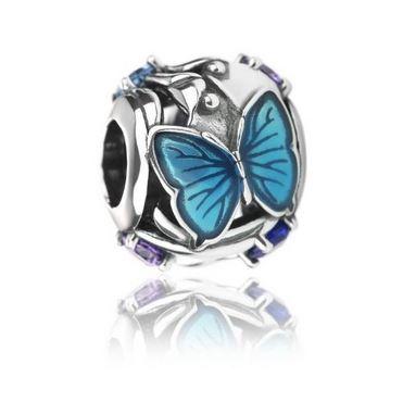 Evolve Blue Butterfly (enchanting) Silver and Enamel Bead Charm