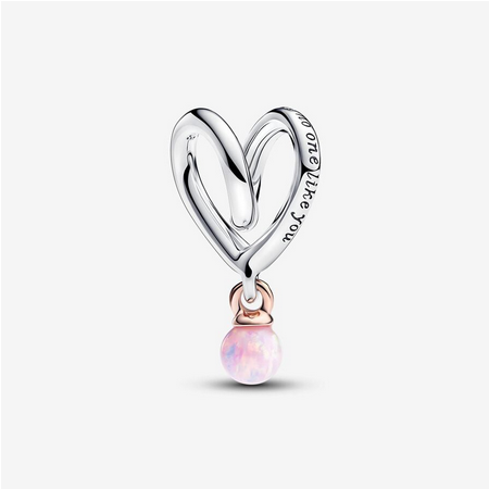 Pandora 14ct Rose Gold Plated & Sterling Silver Wrapped Heart Charm with Pink lab-Created Opal 783242c01