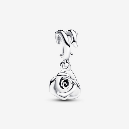 Pandora Sterling Silver Rose in Bloom Dangle Charm 793213c00