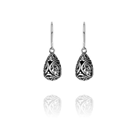 Evolve Sterling Silver Aroha (Love) Drop Hook Earrings