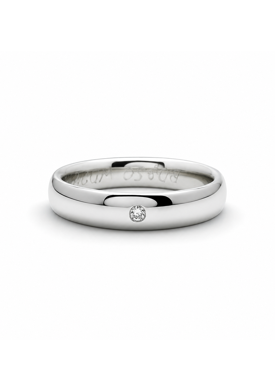 Palladium 4mm Diamond Set Wedding Band Ring