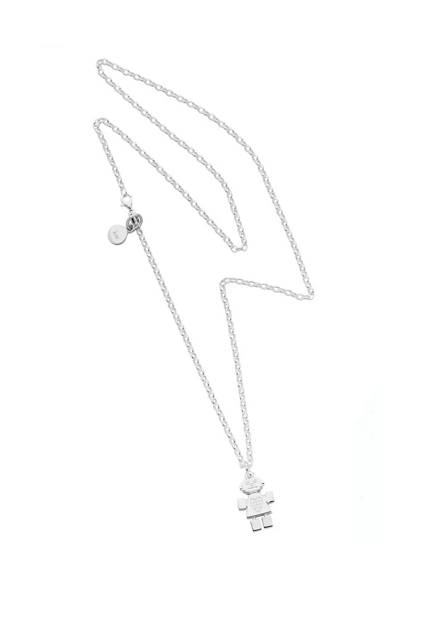 Karen Walker Sterling Silver Girl Robot Necklace