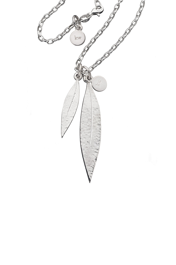 Karen Walker Sterling Silver Double Leaf Necklace
