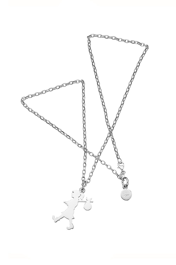 Karen Walker Sterling Silver Large Runaway Girl Pendant Necklace