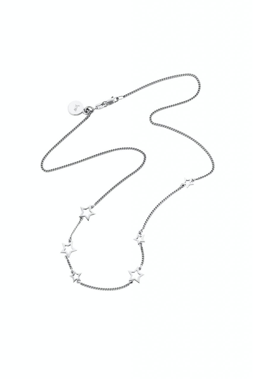 Karen Walker Silver Mini Scattered Star Necklace