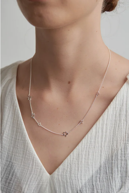 Karen Walker Silver Mini Scattered Star Necklace