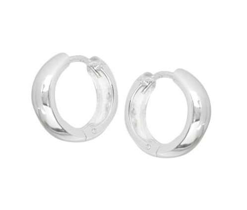 Sterling Silver Rounded Plain Huggie Earrings