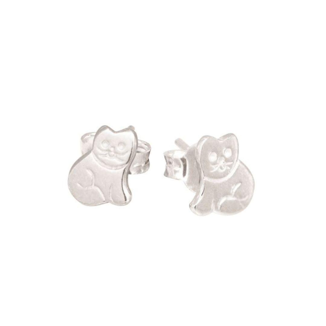 Children's Sterling Silver Cat Stud Earrings